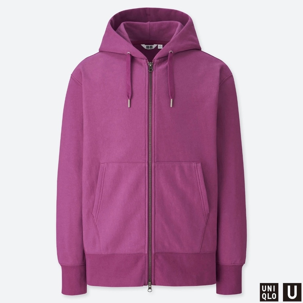 UNIQLO U Cotton Sweat Full-Zip Hoodie Sweatshirt in Purple Size Small S